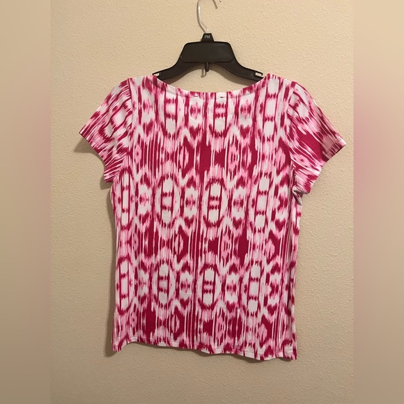 Jones New York Pink and White Short Sleeve Top - Picture 2 of 4